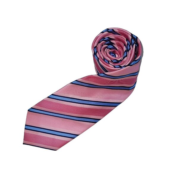 Jacob Alexander Tie Mens‎ Necktie Pink Stiped Handmade Preppy Ken & Barbie - Picture 1 of 7